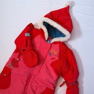 Gagou Tagou Miss Butterfly Embroidered Color Block Hooded Snowsuit Sz 12mo